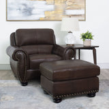 Abbyson Living Austin Leather Armchair - Traditional Design, Nailhead Trim, Brown Abbyson Living