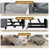 YITAHOME 55" Convertible Sofa Bed, 3-in-1 Sleeper Sofa with Pull-Out Bed, Cat-Scratch-Proof Futon Couch with 5-Levels Reclining Backrest, USB and Side Pocket, Modern Loveseat for Living Room, Grey YITAHOME