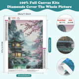 SENQAO Flowers Landscape Diamond Art Kits for Adults - Cherry Blossom Diamond Painting Kits DIY 5D Full Drill Diamond Dots Paintings with Diamonds Gem Art and Crafts for Home Decor 12x16 Inch SENQAO