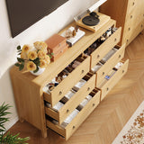 IDEALHOUSE 6 Drawer Dresser, Storage Organizer with Sturdy Metal Handle, TV Stand for 55 inch TV, Chest of Drawers for Living Room, Hallway, Closet IDEALHOUSE