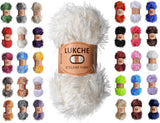 Lukche Eyelash Fun Fur Yarn Premium 100% Polyester 164 Yds (150 Mt), 3.53 Oz (100 Gr) Colorful Crochet Yarn Dıy Hand Knitting. (Cream, 1 Skein) LUKCHE