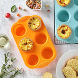 2PCS Silicone Muffin Cupcake Pan Molds, Ohola 6-Cavity Nonstick Silicone Muffin Pans for baking, Perfect for Cupcakes, Muffin, Brownies and More, BPA Free, 2 Pack (Orange and Peacock Blue) Ohola KITCHEN SUPPLIES