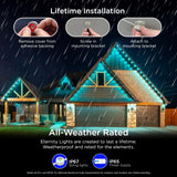 Enbrighten Vibe Eternity Permanent Outdoor Lights for House, 100ft, 72 RGBWIC LEDs, Close Spacing, 33lm, Color Changing, Christmas, Eave Lighting, Smart App, Works with Alexa, Google Home, 81103 Enbrighten