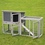 COZIWOW Assembled 54Inch Wooden Large Rabbit Hutch Indoor with Run Durable 2 Story Small Animal House Habitat, Pet Bunny Cage Outdoor with Cleaning Tray, for Bunny Chick Duck Hamster (Grey) COZIWOW