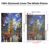 Lxmsja London Street Diamond Art Kits for Adults, Big Ben Diamond Painting Kits for Beginners, 5D DIY Full Drill Gem Art Crafts for Adults, Home Wall Decor 12x16 inch Lxmsja