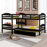 Harper & Bright Designs Twin L-Shaped Bunk Bed with Trundle, Can be Divided into Two L-Shaped Beds, No Spring Box Needed (Espresso) Harper & Bright Designs