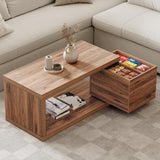 Yechen Modern Coffee Table with Hidden Storage, 1.4" Thick Long Expandable Rotating Coffee Table, Wood Rectangle Cocktail Table for Living Room,Walnut Yechen
