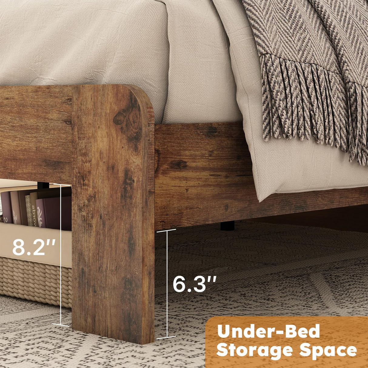 Zevemomo King Bed Frame, King Size Heavy Duty Platform Bed Frames, King Bed Frame with Wood Headboard & Footboard, Noise Free, No Box Spring Needed, Brown Zevemomo