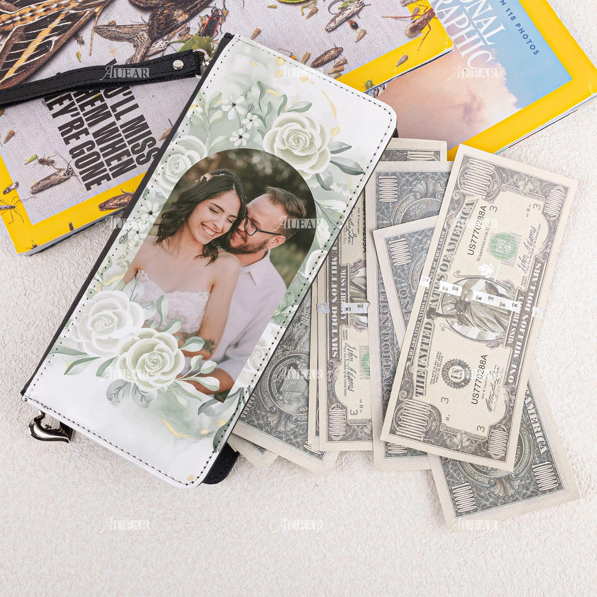 AUEAR, 2 Pack Sublimation Wallet Leather Zipper Blank Wallet Card Holder Bag for Travel Work Supplies AUEAR