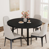 IDEALHOUSE 47" Round Dining Table for 4, Kitchen Dining Room Table with Sturdy Metal Frame, Wood Circle Kitchen Table for Space Saving -Black IDEALHOUSE