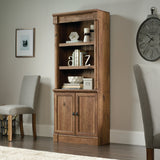 Sauder Palladia Library with Doors/Book Shelf, L: 29.37" x W: 13.90" x H: 71.85", Vintage Oak Sauder
