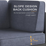 LayinSun Large Aluminum Patio Furniture Set with Fire Pit Table, 6 Pieces Modern Outdoor Conversation Set Sectional Metal Sofa Set with Olefin Cushion LayinSun