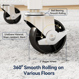 YASONIC 3 Tier Rolling Cart – Metal Utility Storage Cart with Wheels, Craft Carts Organizer with Hanging Cups, Hooks, Mesh Basket for Bedside Kitchen Office Art, White YASONIC