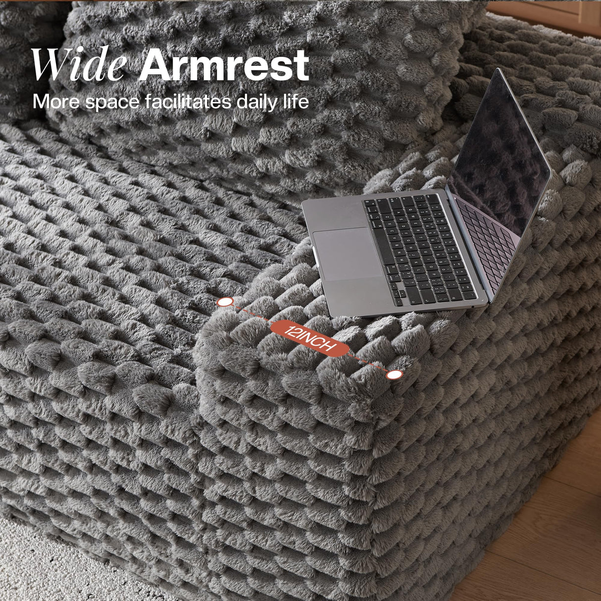 VanAcc 106’’ Oversized Modular Sectional Sofa, Deep Seat Cloud Couch with Corduroy Upholstery, L Shaped Boneless Sofas, Easy No-Assembly Lounge Couches for Living Room, Grey VanAcc