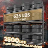 REIBII 48.2''W Garage Shelving Heavy Duty Shelving 2500LBS Storage Shelves Adjustable Garage Storage Shelf 4 Tier Metal Shelves for Storage Rack Industrial Metal Shelving Unit, 48.2"W X 24.2"D X 60"H REIBII