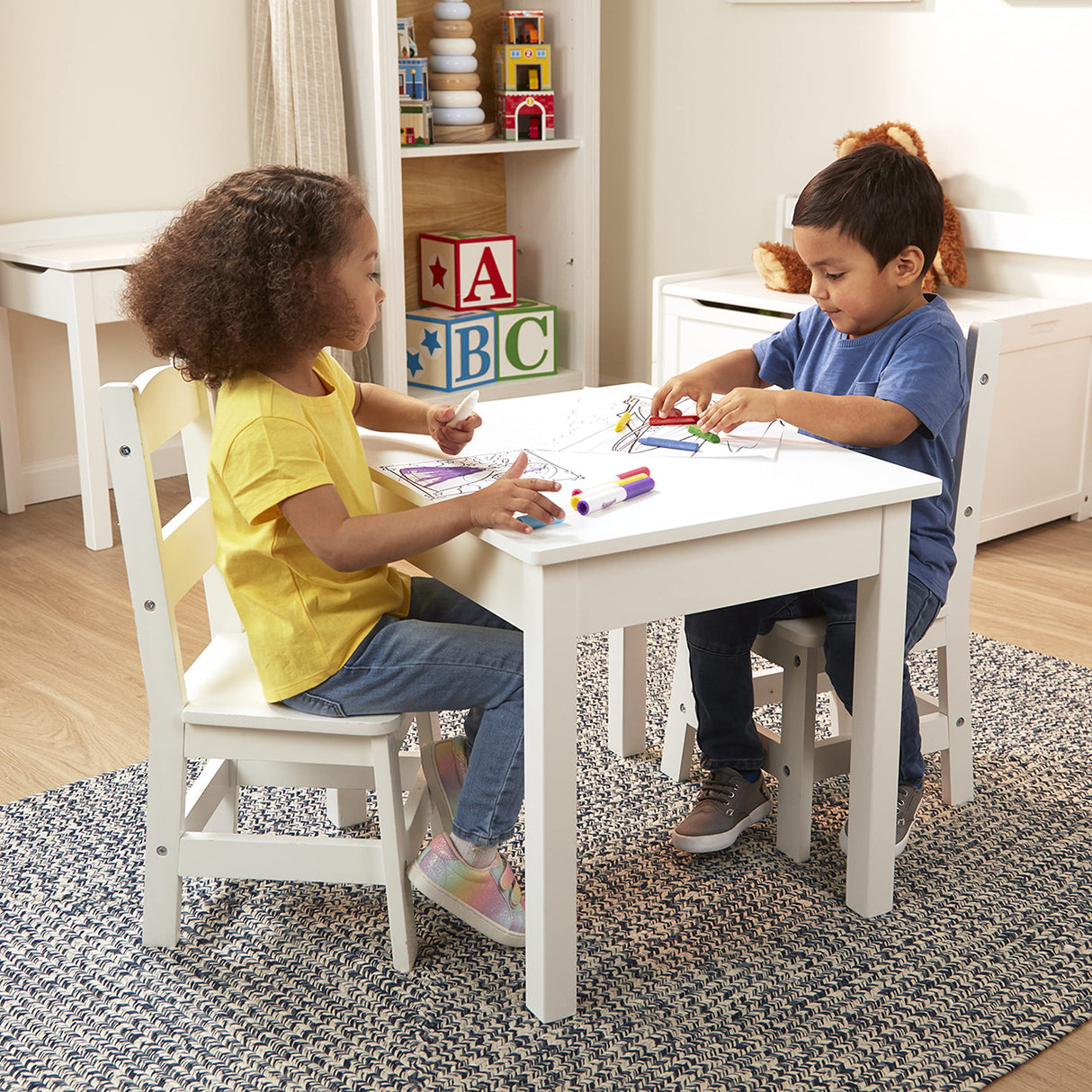 Melissa & Doug Wooden Table & Chairs - White Melissa & Doug