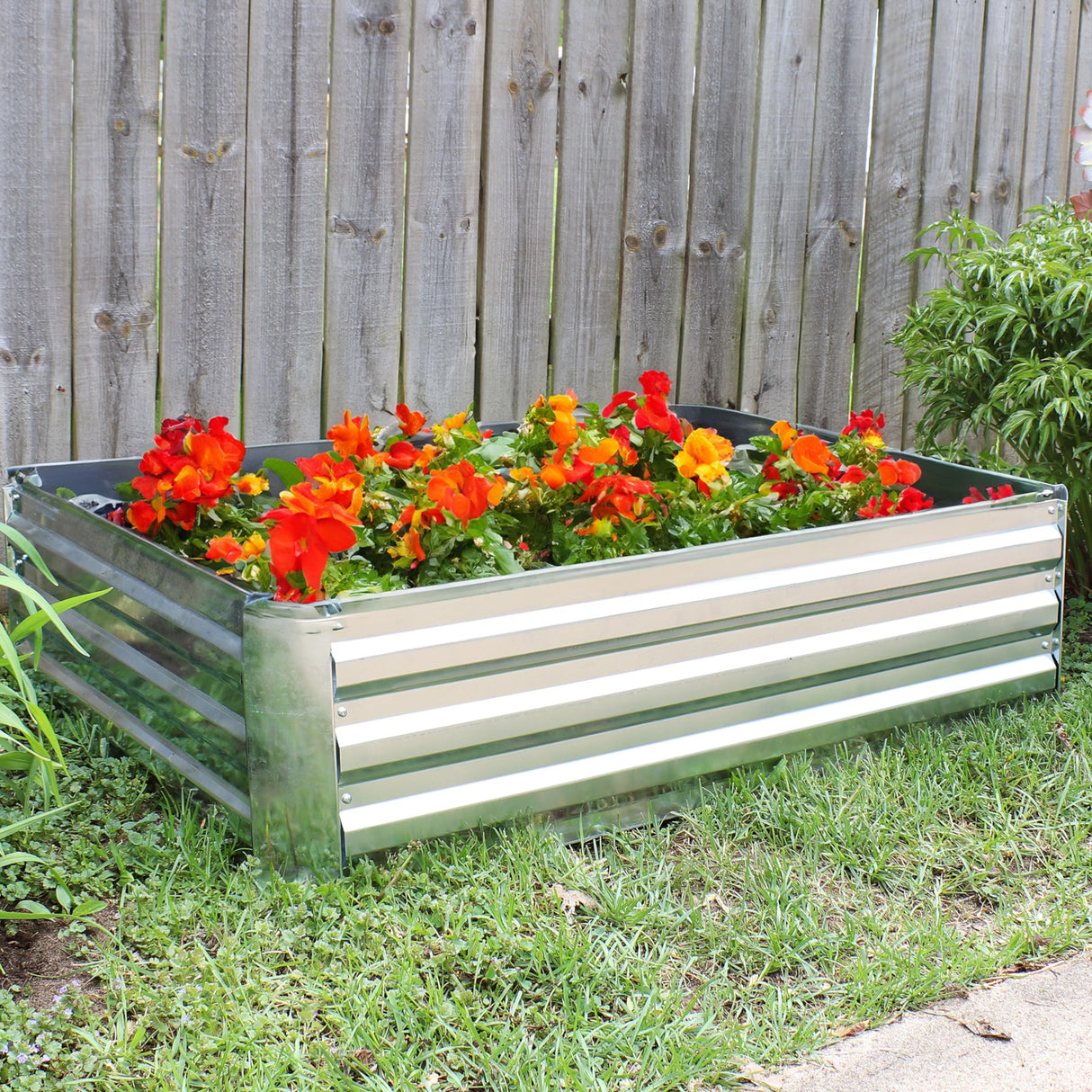 Sunnydaze 11.75" H Raised Metal Garden Bed - Galvanized Raised Garden Bed Outdoor for Vegetables and Flowers - Silver - 4' x 3' Rectangle Sunnydaze