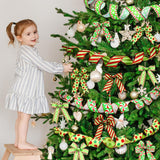 Riceshoot 4 Roll 40 Yards Christmas Wired Ribbon 1.97 Inch Red and Green Christmas Wrapping Ribbon Wide Wired Edge Polka Dot Glitter Stripe Decor for Xmas Holiday Wreath Bow Xmas Tree DIY Craft Riceshoot