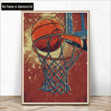 Kaliosy 5D Diamond Art Kits for Adults Basketball by Number Kits, Diamond Painting Art Slam Dunk DIY Full Drill Crystal Craft Cross Stitch Embroidery Decoration (12x16 inch) 30x40 cm Kaliosy
