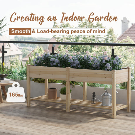 FILWH Raised Garden Bed with Legs Elevated Wooden Planter Box Stand Large Planter Stand Box for Fruits Vegetables Flowers with Divider with Bag - 72 * 24 * 30.5IN FILWH