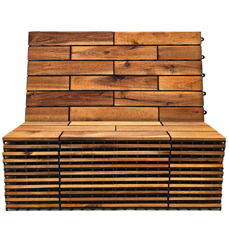 Interlocking Deck Tiles 24 x 12 Long Boards Snap Together Wood Flooring - Acacia Hardwood Outdoor Flooring for Patio - Floor Decking Tile, Waterproof Balcony Flooring 24 Sq Ft (2 Pack (12 Pieces)) Majestick Goods