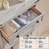 RedLemon Farmhouse 5 Drawer Dresser, 48" Tall Rustic Chest of Drawers, Wood Dresser for Bedroom, Living Room, Hallway, Antique Brush White RedLemon