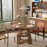 43.3in-59in Extendable Round Dining Table for 4-8,Modern Kitchen Oval Dining Table with Removable Leaves Space Saving,Wood Base with Storage Shelf for Kitchen Living Room (Walnut) Mxtxmy