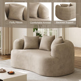 68.5" Loveseat Sofa for Living Room, Modern Luxury Plush Chenille Extra Deep Seat Curved Cloud Floor Couch with 3 Throw Pillows for Small Spaces, No Assembly Needed, Light Brown DAMAIFROM