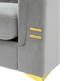 UDiaoszAM 3 Seater 82" Chesterfield Sofa, Wide and Thick Cloud Couch with Tuxedo Arm Tufted Back, Plush Velvet Fabric Sofa Comfy Couches for Living Room with Two Pillows (2, Grey) UDiaoszAM