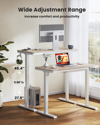 ErGear Dual Motor Electric Standing Desk with Drawers,48x24 Inch Whole-Piece Quick Install,Height Adjustable Stand up Sit Stand Home Office Ergonomic Workstation with USB Charging Ports(Natur - WoodArtSupply