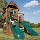 Swing-N-Slide WS 8353 Knightsbridge Deluxe Wooden Swing Set with Two Slides, Climbing Wall, Swings, Glider & Picnic Table, Wood Swing-N-Slide