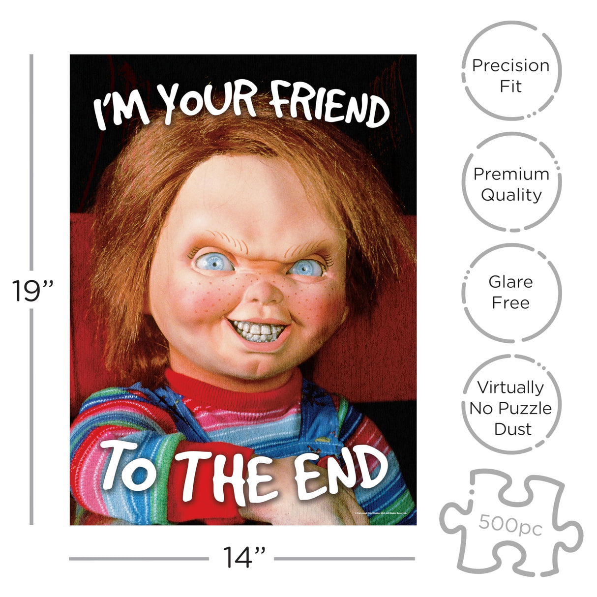 AQUARIUS Chucky I'm Your Friend 500pc Puzzle (500 Piece Jigsaw Puzzle) - Glare Free - Precision Fit - Officially Licensed Chucky Movie Merchandise & Collectibles - 14x19 Inches AQUARIUS