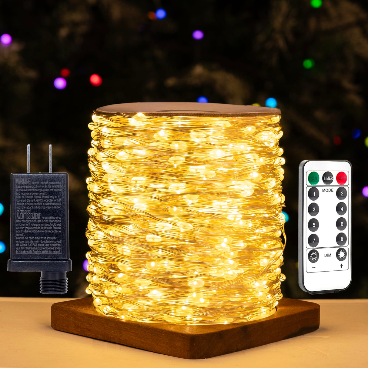 ZELUXDOT Fairy Lights Plug in,660FT 2000 LEDs Waterproof String Lights,LED Lights Stirp with Remote 8 Modes for Indoor Outdoor Christmas Wedding Birthday Patio Garden Decoration,Warm White ZELUXDOT