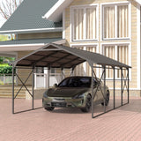 Gotland 12FT x 22FT Heavy Duty Metal Carport, Outdoor Garage Car Shelter with Reinforced Steel Frame, Galvanized Metal Roof, Weather-Resistant Canopy for Cars (Black) Gotland