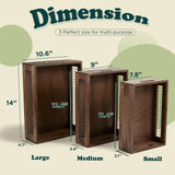 NAGAWOOD Wooden Nesting Countertop Baskets Set of 3 for Kitchen, Bathroom, Pantry,Wooden storage organizer For Fruit, Vegetables,Wooden Crate with handles,Decorative Walnut Wood and Metal Wire NAGAWOOD