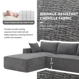 Modern Free Combination Sectional Sofa, Modular 4-Seat Couch Set, Floor Sleeper Bed, Wrinkle-Resistant, Gray Merax