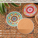UPINS 8Pcs Mandala Diamond Art Painting Art Coasters Kits with Holder, Diamond Art Non Slip Coaster Kits DIY with Holder Crafts for Adults Diamond Art Painting Kits Supplies for Christmas Gift UPINS