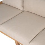 Christopher Knight Home Kavets 76.25'' W Outdoor 3 Seater Sofa with 5" Cushion, Acacia Wood Patio Sofa, Modern Slat Panel Bench, Spacious Seating Couch for Backyard Garden Porch, Light Teak+Beige Christopher Knight Home