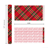 BIOBROWN Reversible Christmas Wrapping Paper - 17 Inch X 33 Feet (46.7 sq. ft. ttl.) - Red Tartan Plaid and HOHO Design Perfect for Xmas, Party, Holiday Gift Wrap BIOBROWN