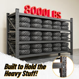 8000LBS Heavy Duty Garage Shelving Units, 68" Wide Metal Storage Shelves, Black 4 Tier Storage rack, Industrial Shelving, Adjustable Standing Shelf for Industries, Warehouses (68"W x 24"D x 63.5"H) heycode