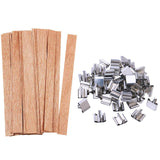 100 pcs Wooden Candle Wicks kit, Include 50 Pcs 5.1 X 0.5 Inch Candle Making Wicks and 50 Pcs Iron Stand Naturally Smokeless Wooden Candle Wicks Candle Cores for DIY Candle Making Pengxiaomei