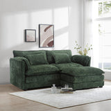 ZEIINPA L Shaped Sectional Sofa Cloud Couch for Living Room, 77" Chenille Comfy Boucle Modular loveseat Sofa, Modern Upholstery Sofa with Ottoman & Memory Foam, Emerald Green ZEIINPA