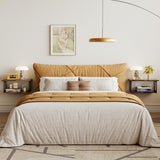 Floating Nightstand Set of 2, 2-Tier Floating Shelves Wall Mounted,Floating Bedside Table Wall Shelf,Display Wall Shelves for Bedroom,Living Room, Bathroom, Kitchen,Rustic Brown YUJSBHJAN