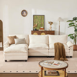 SUAWY 114 Inch Modular Couch Sectionals with Ottoman, Big Comfy Cloud Couches, L Shaped 4 Seat Modular Sectional Sofa, Modern Cloud Sectional Couches for Living Room, Deep Seat Sofa, Beige SUAWY