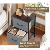 WLIVE Night Stand Set 2, Dresser and Nightstand Sets, Small Dresser for Bedroom with 2 Drawers, End Table with Fabric Bins for Closet, Bedside Furniture, College Dorm, Dark Grey WLIVE