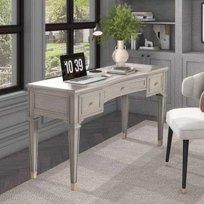 Jennifer Taylor Home Dauphin 55" 3-Drawer Wood Executive Desk, Grey Cashmere - WoodArtSupply