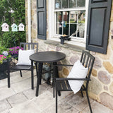 PHI VILLA 3 Piece Outdoor Patio Bistro Dining Set, Slatted Metal Round Table & 2 Patio Chairs, Outdoor Furniture Set for Porch, Deck PHI VILLA