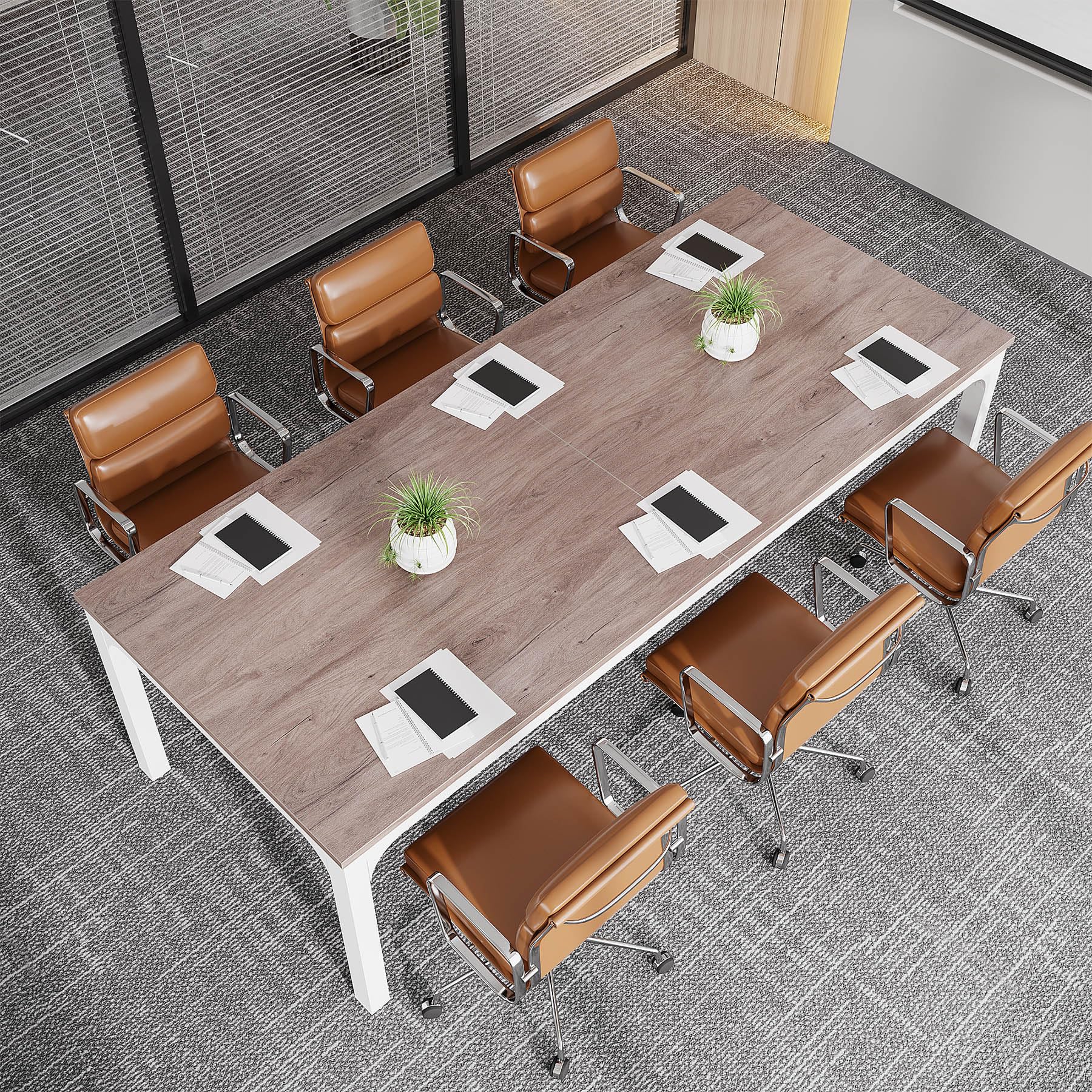 Tribesigns 6.5 FT Conference Room Table, 78.74" W x 27.56" D Large Office Conference Table, Modern Seminar Meeting Table Desk for Boardroom, Meeting Room (1, Oak) - WoodArtSupply