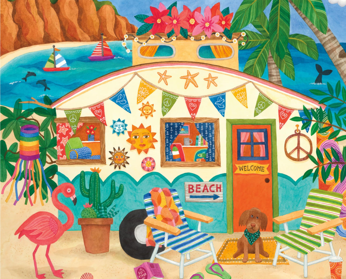 Ceaco - 5 in 1 Multipack - Happy Camper - (2) 300 Piece, (2) 500 Piece, (1) 750 Piece Jigsaw Puzzles Ceaco