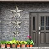 COLLECTIVE HOME - 3 Pcs Metal Barn Star, Galvanized Hanging Wall Decor, Farmhouse Wall Sculpture, 3D 13/11/9.5 Inch Wall Art for Office Living Room Bedroom (Galvanized Star) COLLECTIVE HOME
